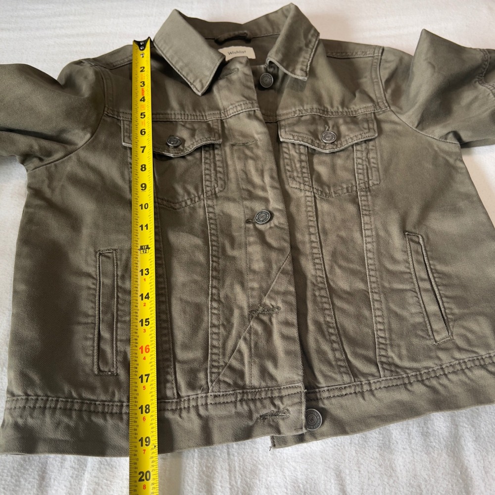 Wishlist Olive Green Denim Jacket Womens Small Utility Trucker Twill Cotton - Picture 8 of 11